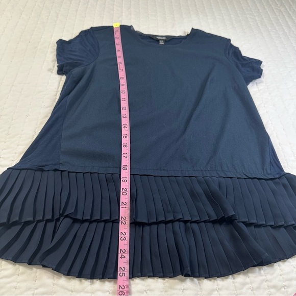 Simply Vera Vera Wang Casual Navy Pleated Neutral Blouse - Picture 4 of 11